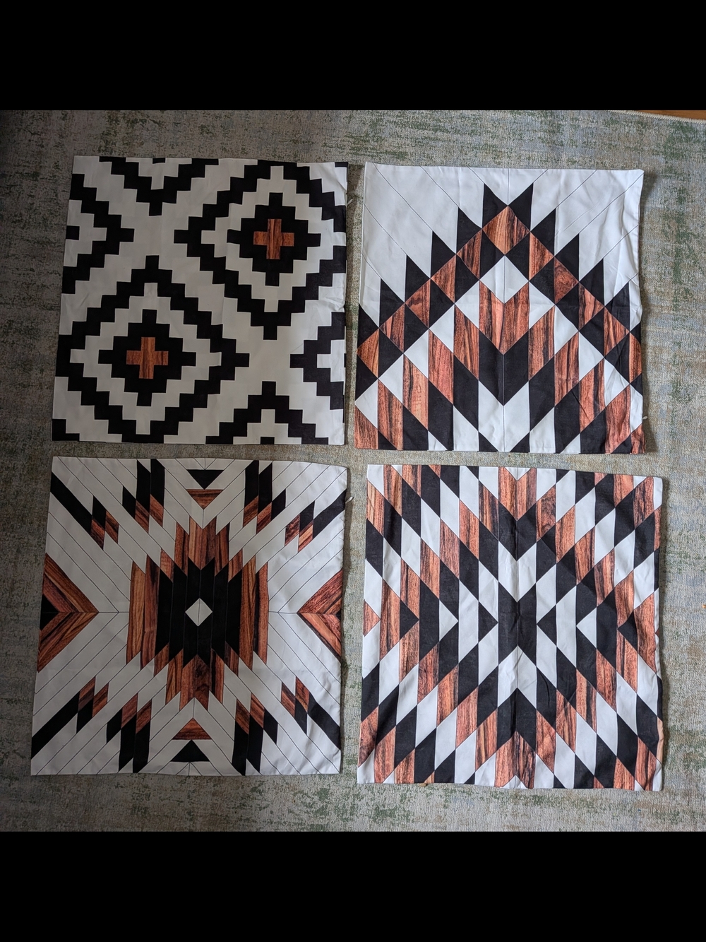 New Geometric Copper Black White Decorative Pillow Covers - Set of 4